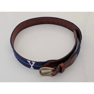 Men's Smathers & Branson Needlepoint Yale Belt Blue Size 32 Pre-Owned